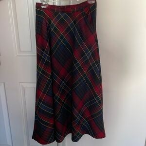 Vintage Ralph Lauren Wool Green and Red Tartan Plaid - Size 2P